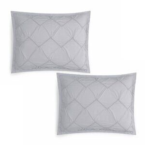 Sky 2-PK Smock Chevron Textured Cotton KING Pillow Shams Cotton GRAY MSRP $110